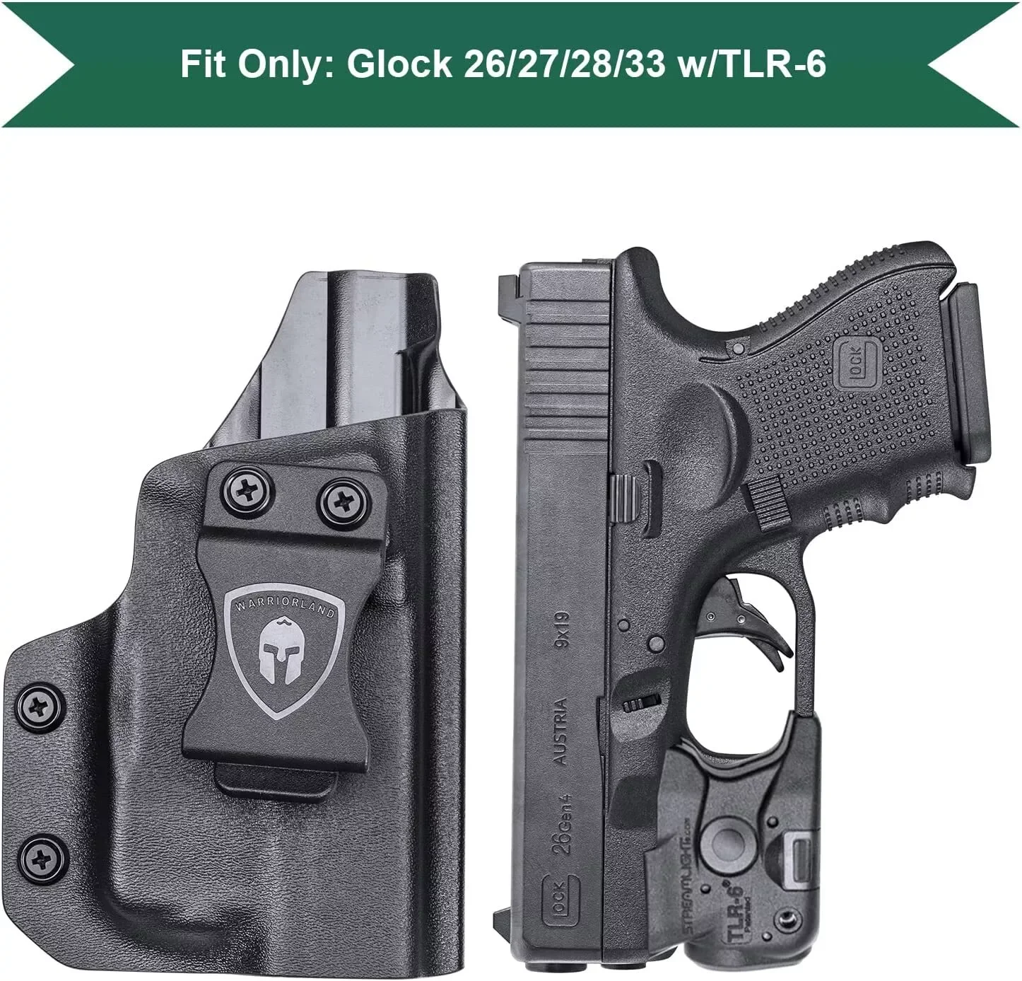IWB Kydex Holster Custom Fit: Glock 26/27/28/33 Pistol with TLR6 Laser Light Right And Left Incompatible Aiming Device 4