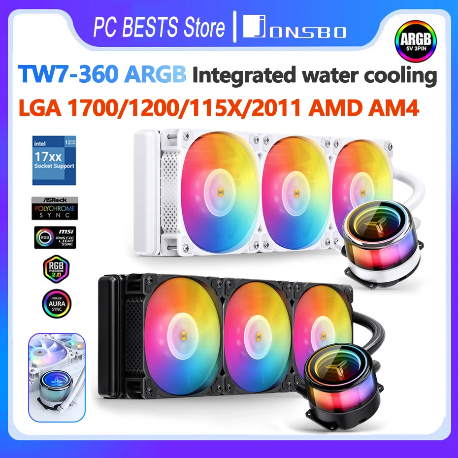 Jonsbo Tw7360 Argb Integral Watercooled Cpu Cooler Computer 120mm Fan