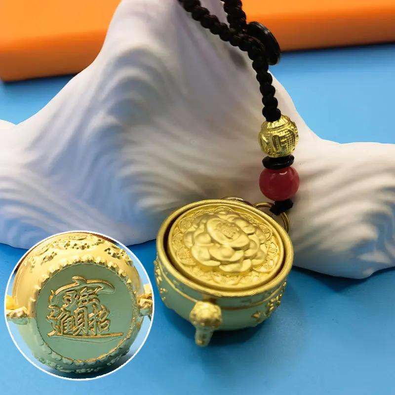 Fortune Copper Zodiac Cornucopia Key Chain Brass Coins Rotatable Chinese Style Lucky Pendant Crafts Exquisite Car Key Ring