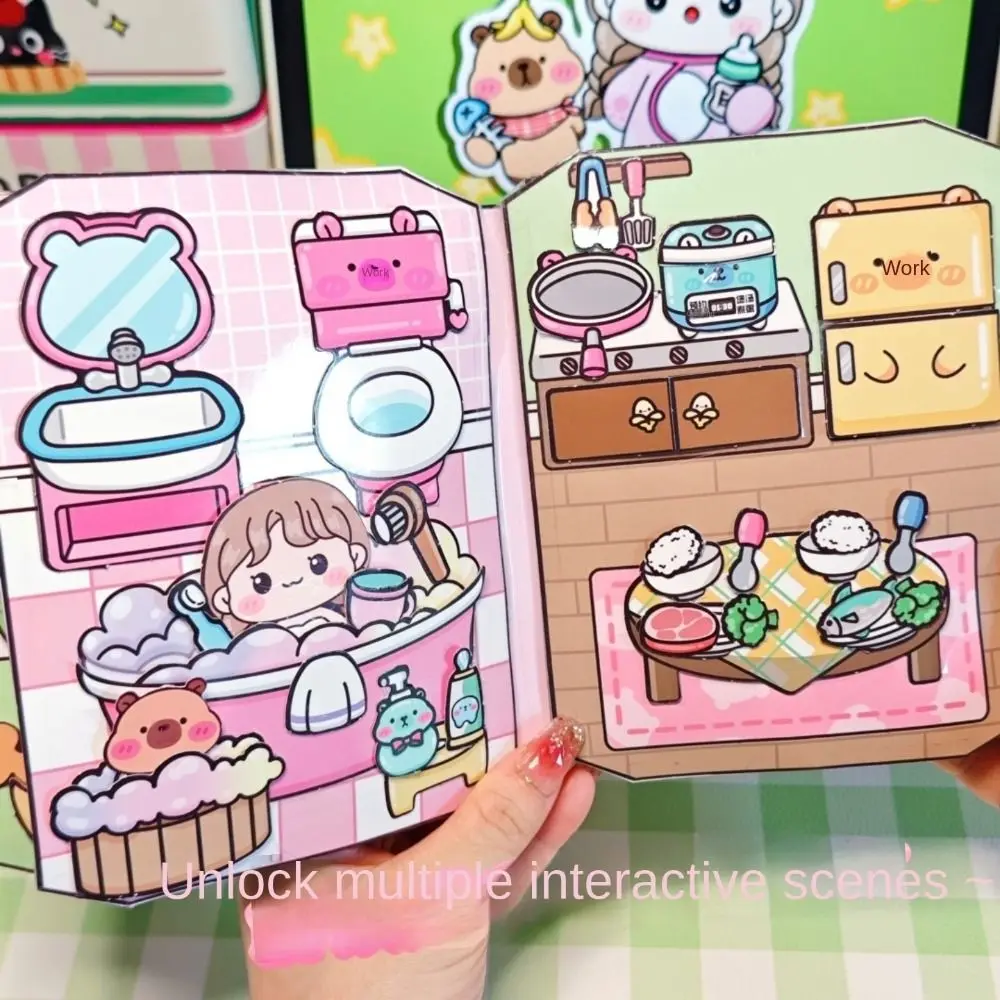 Handmade Material DIY Pinch Toy Book Early Learning Montessori Capybala Quiet Book Pinch Design Educational 3D Sticker Book