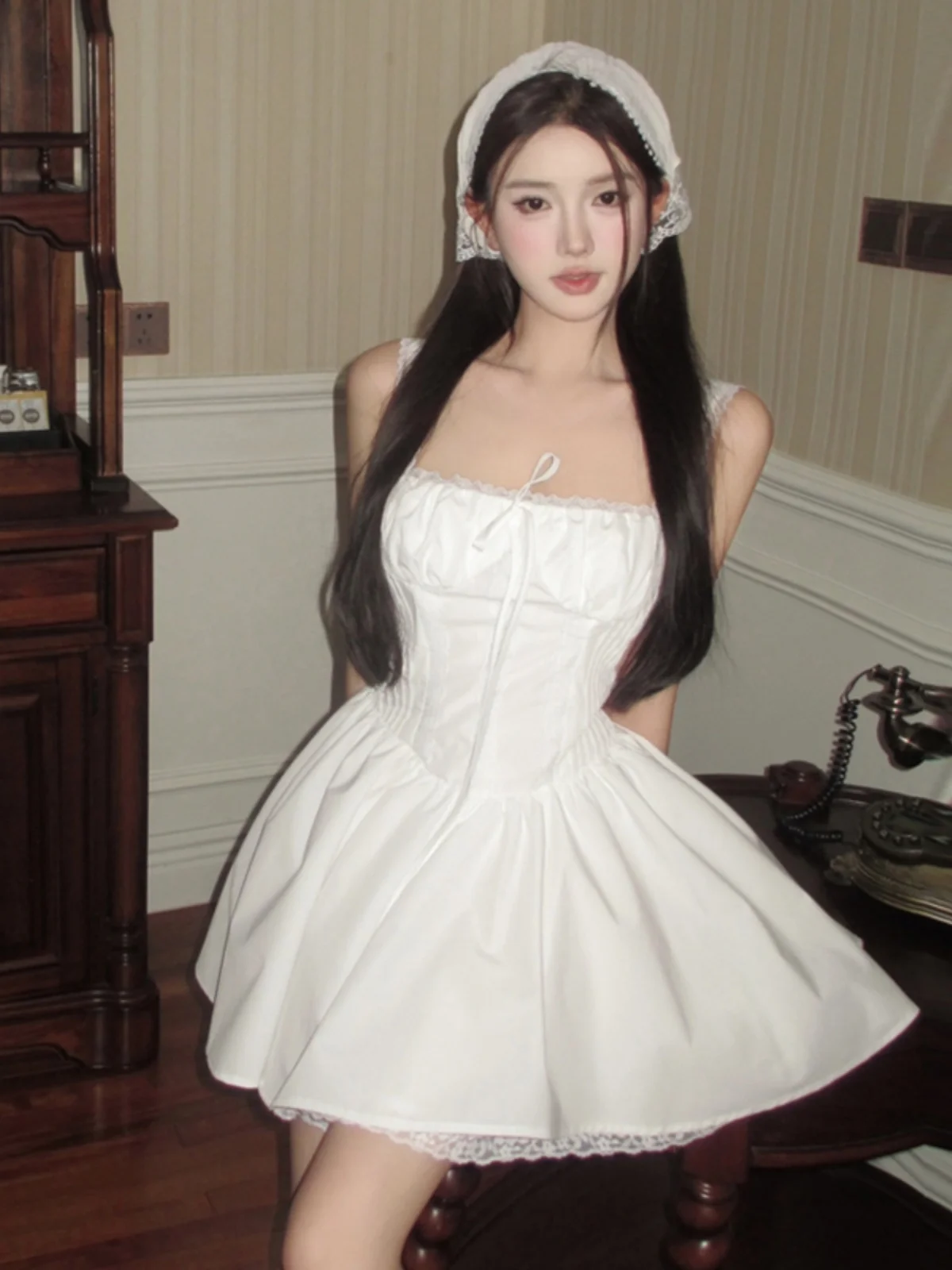 

Модное неувядающее сексуальное кружевное платье Harajpoo с застежкой на талию, притягательное нежное свободное тонкое короткое платье