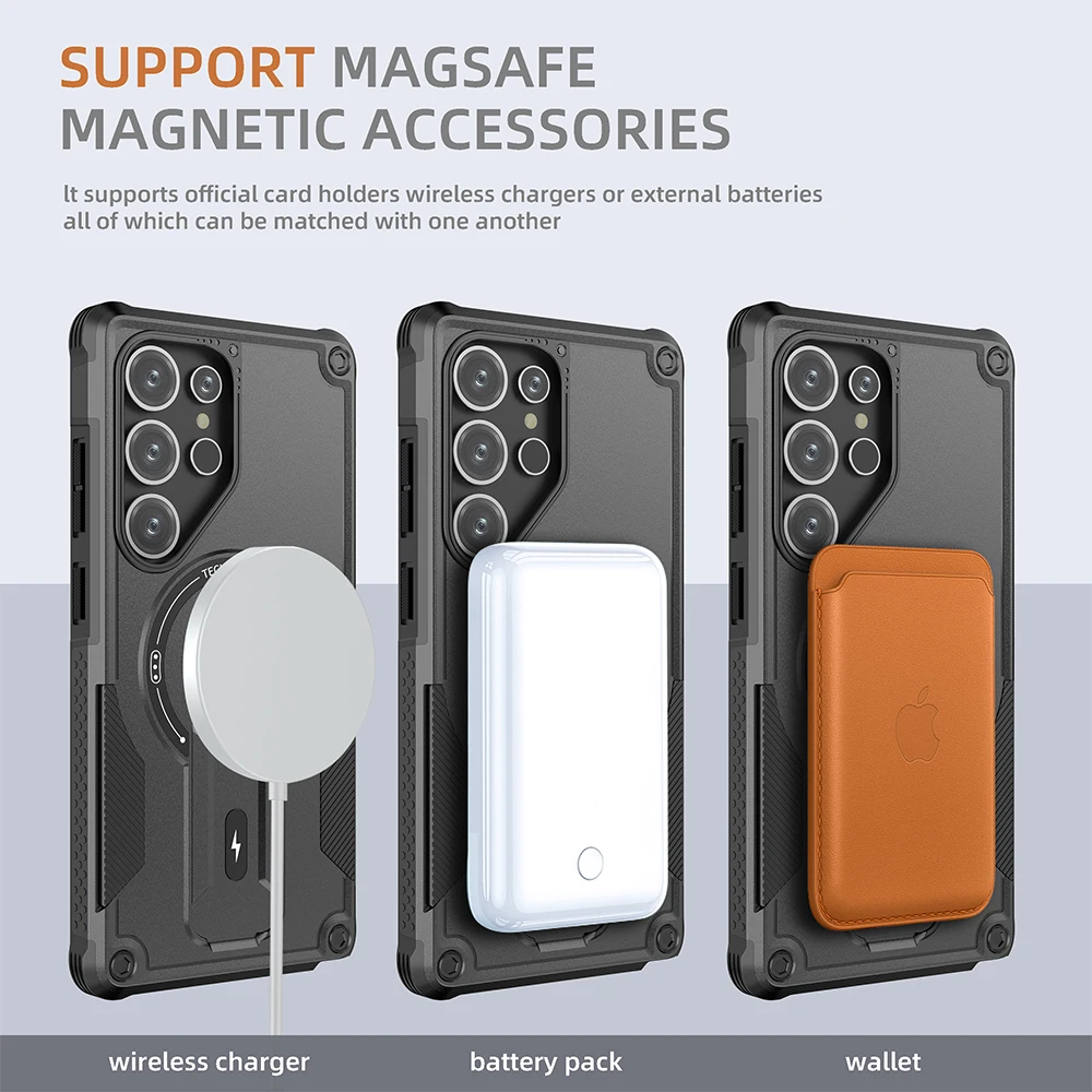 Premium Magnetic Black Stand Case – Shockproof Protection