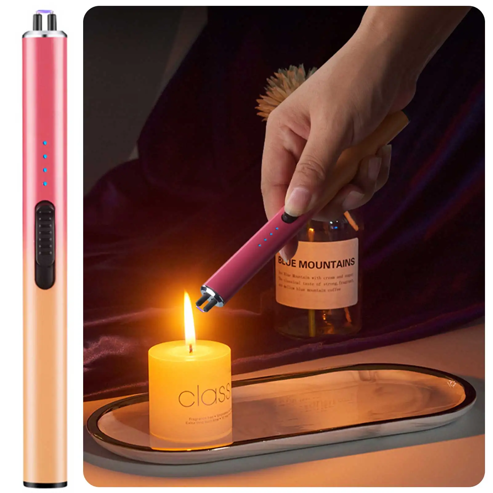 Electric Arc Igniter Electric Candle Lighter Rechargeable Flameless Plasmas Lighter Portable Windproof Ignition Tool