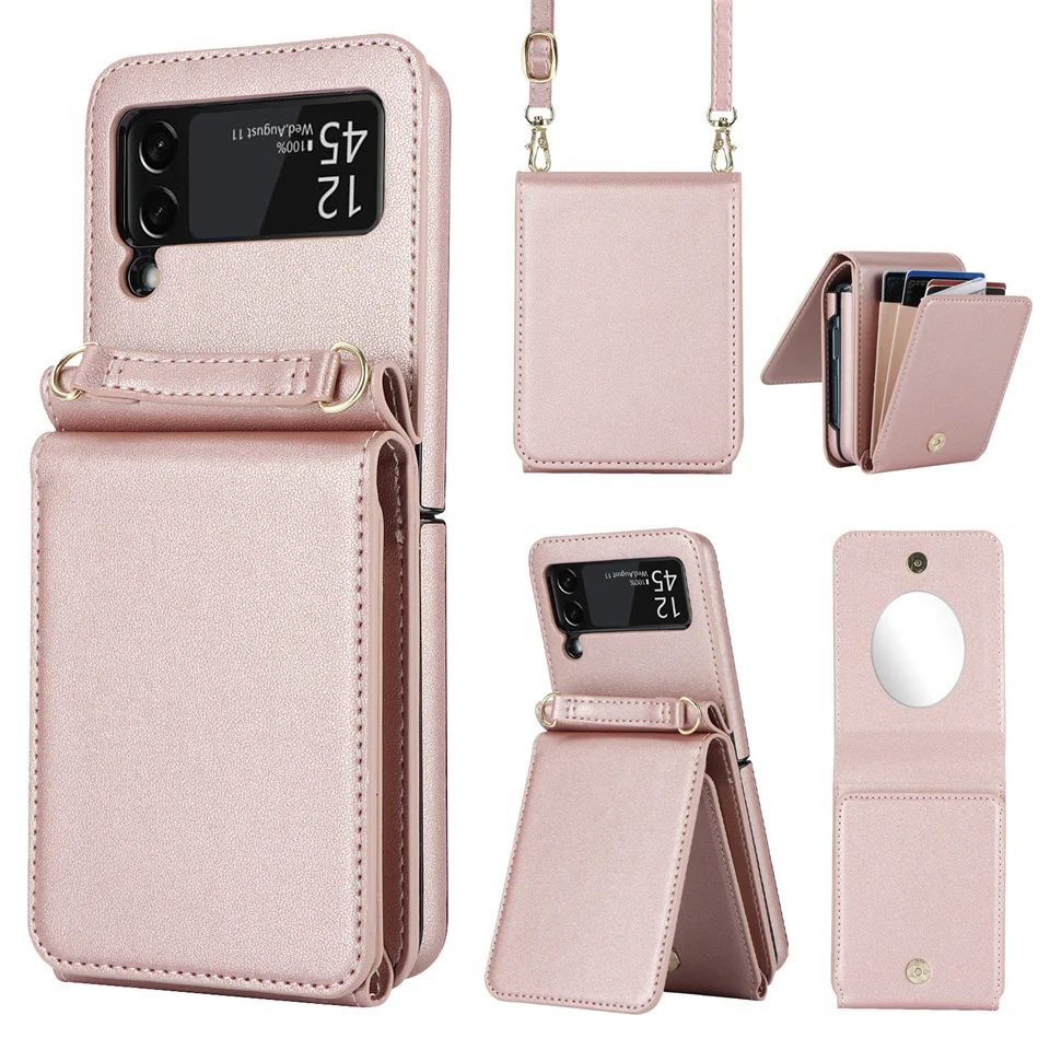 

Чехол-кошелек с ремешком через плечо для Samsung Galaxy Z Flip 4 3