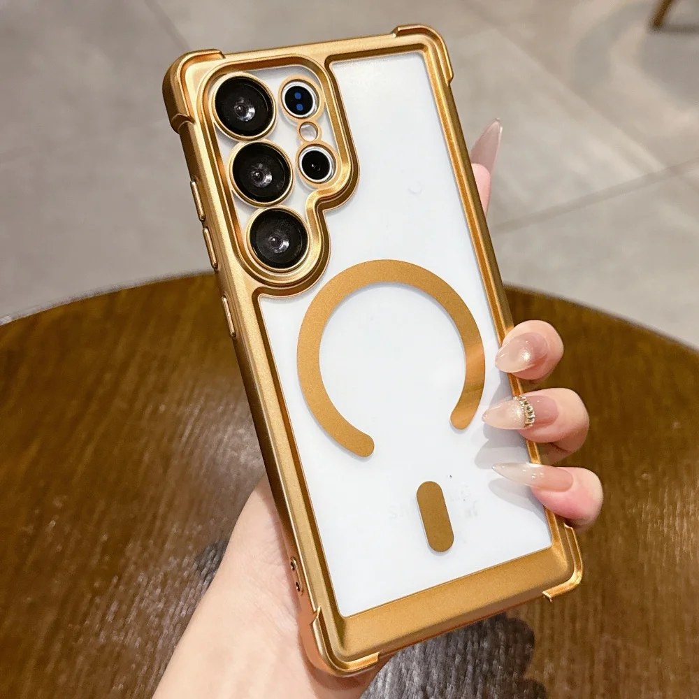 Electroplated Transparent Magnetic Shockproof Phone Case