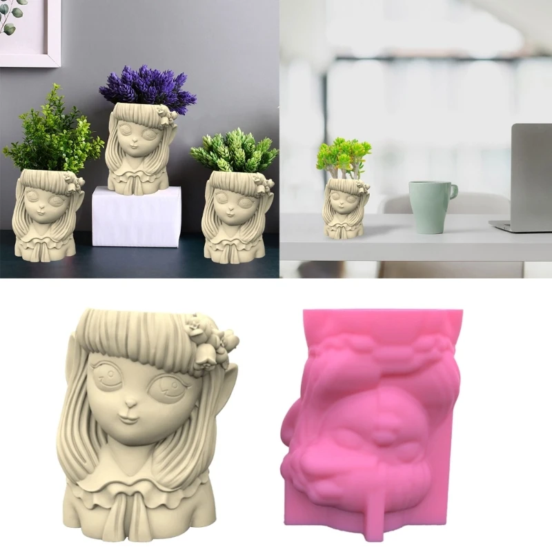 

Little Girl Concrete Silicone Mold Succulent Flowerpot Cement Plaster Molds DropShip