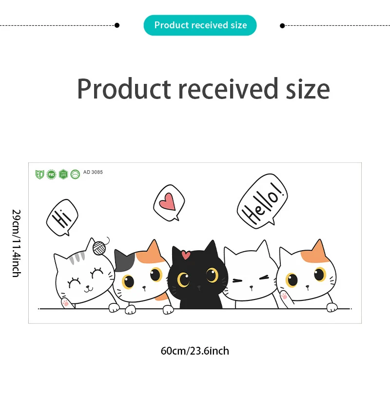 Description Picture 4 of item1pc Kitten Door Sticker, Home Decoration Door Sticker, Cute Children's Room Door Decoration Supplies