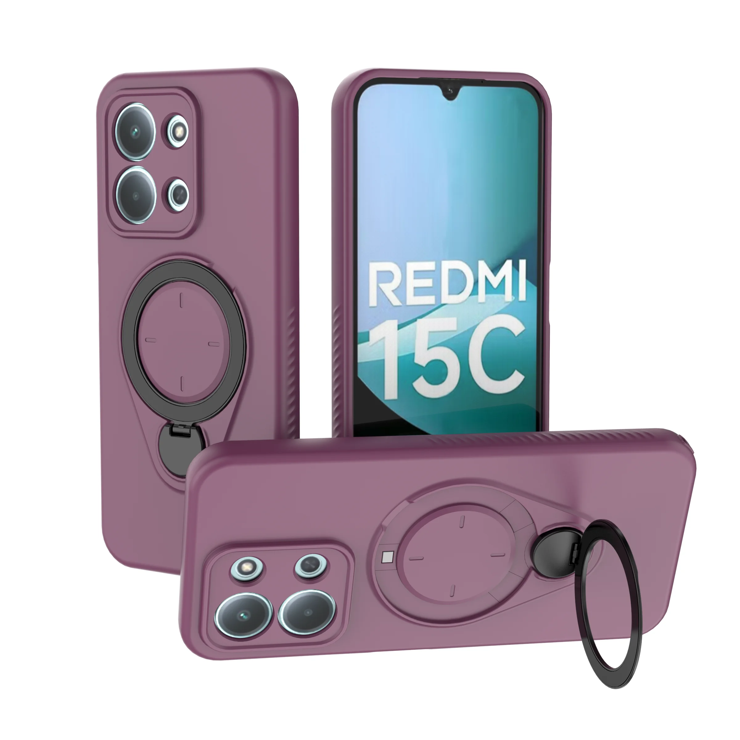 Rotating Magnetic Stand Phone Case with Wireless Charging and Shockproof Armor Protection