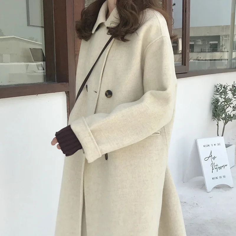 

Autumn Winter Jacket Women Long Coat Blends Thick Maxi Y2k Shacket with Pockets Black Wool Y2k Windbreaker Y2k Outwear Blends