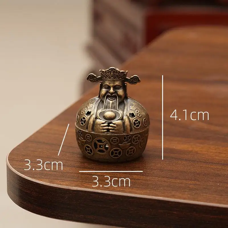 Creative Mini Aromatherapy Furnace, Home Indoor Zen Tea Ceremony Decoration, Metal God of Wealth Shape Small Incense Burner, 1Pc