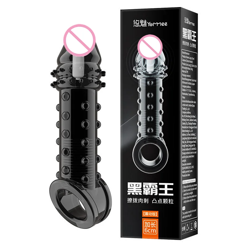Black Clitoral stimulation Condom Particles G-spot Sleeves For Penis Adult Sex Toys TPE Safer Cock Rings Extender Penis Sex Shop