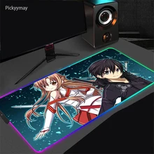

Sword Art Online RGB Mousepad Gaming Mouse Mat Anime Mouse Pad Large Rubber LED Backlight Gamer Computer Carpet Keyboard Mats