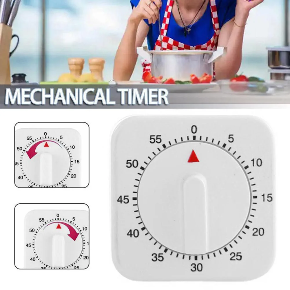 

Kitchen Timer Square Mechanical Cooking Timer Game Alarm Count Down Timer Tool 60 Minutes Wind Up Design Saves Batteries