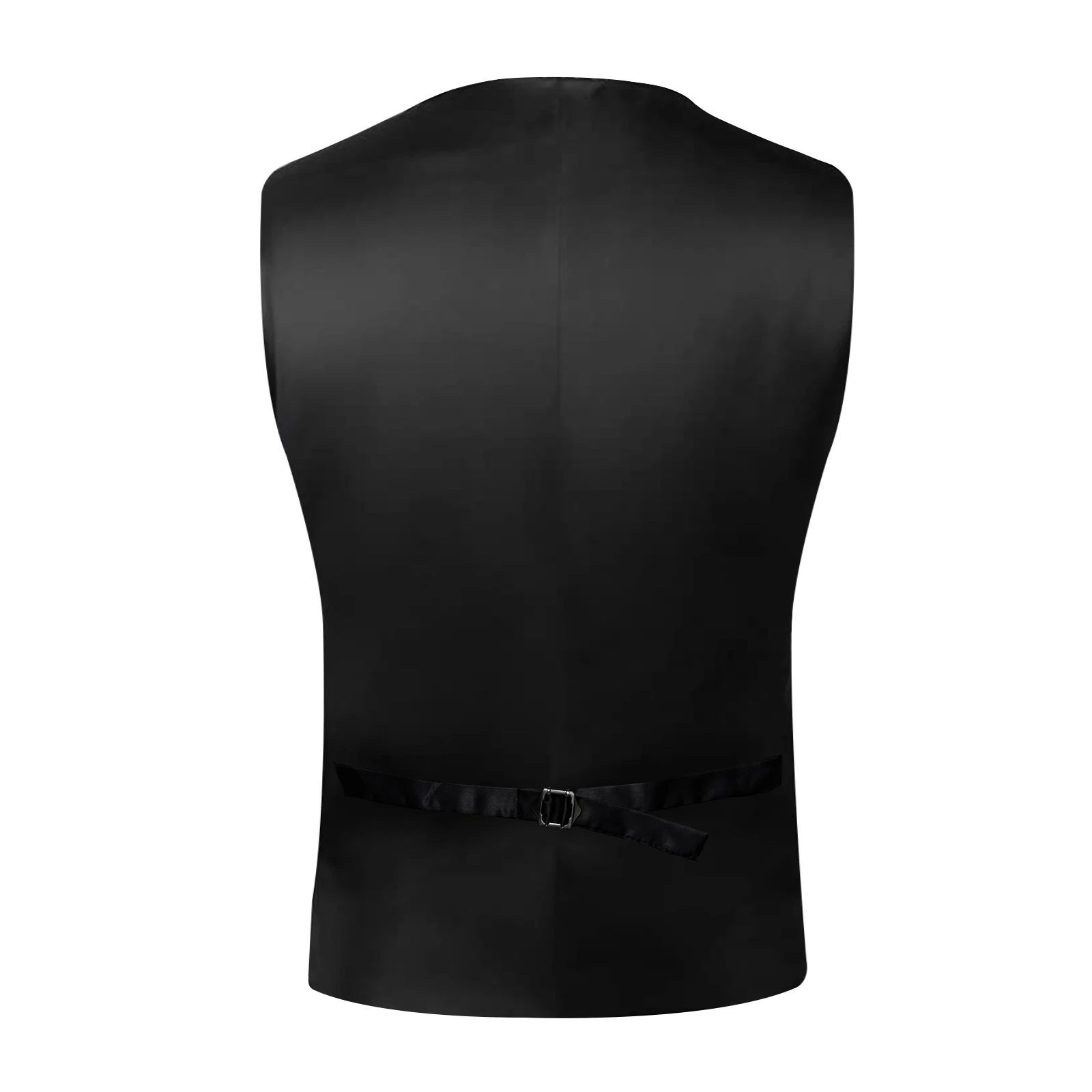 4Pcs Men's Champagne Satin Solid Suit Vest with 8cm Neck Tie Handkerchief Cufflinks for Wedding Prom Groom Waistcoat Clothing 5