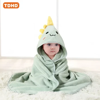 TDHD Hot Selling New Animal Hooded Baby Bath Towel Soft Cap Warm And Fast Absorbent Coral Velvet Bathrobe For Boys And Girls 1