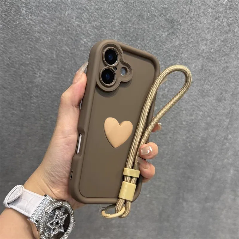 Chic Love Heart Hand Strap Soft Silicone Back Cover