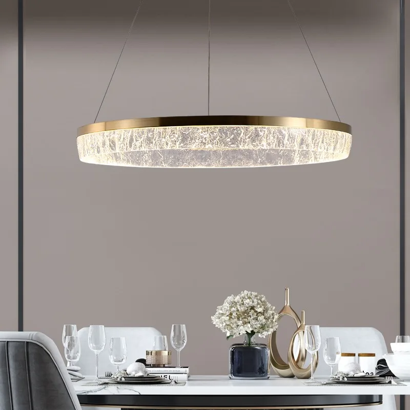 

Rings Pendant Lamp Postmodern Luxury Hotel Hall Restaurant Bar Villa Creative Lighting Dining Room Bedroom Copper Chandelier