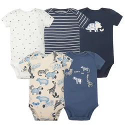 Cotton Short Sleeve Baby Bodysuits (5-Pack) - 6M (A)