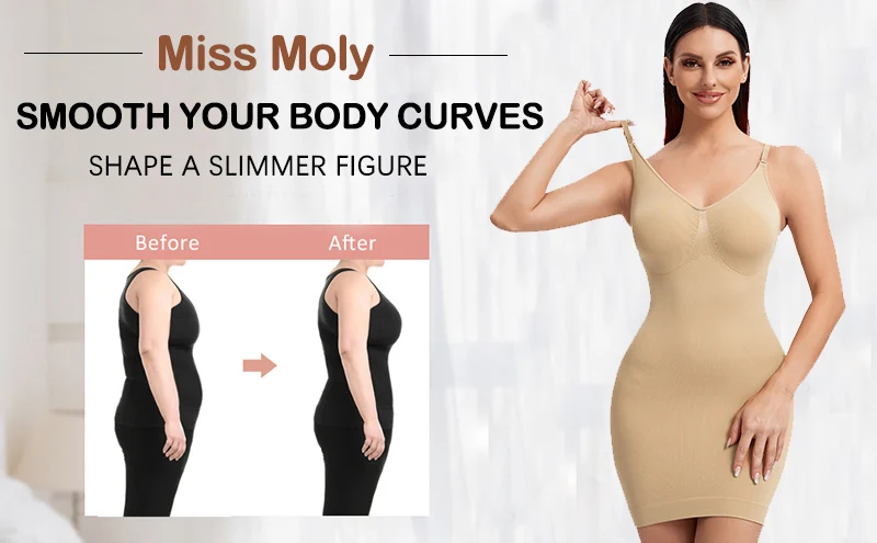 Description Picture 2 of itemWomen Full Body Shapewear Camisole Slips V Neck Slimming Shaper Waist Trainer Corset Tummy Control Slip for Under Dresses