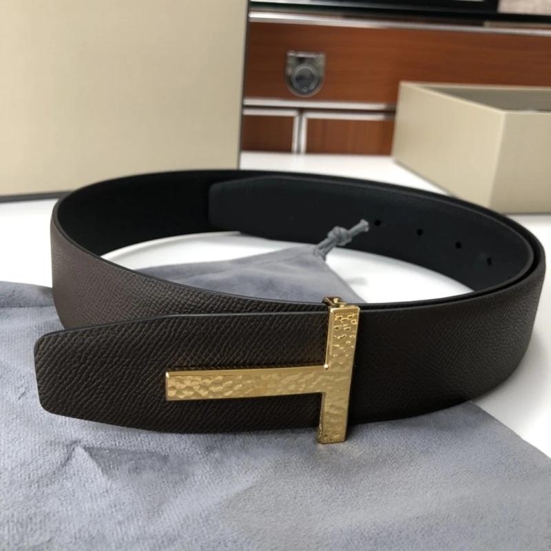 Luxury Goods Designer Men\'s Leather T-shaped Buckle Belt 5