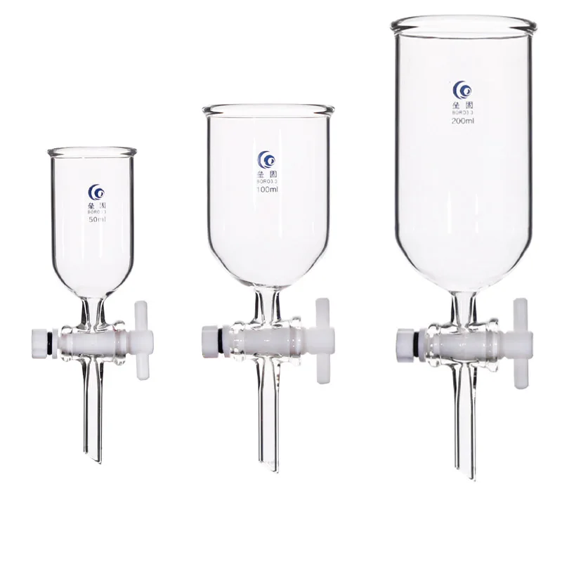 

Laboratory 50-1000ml Glass Cylindrical Feed Funnel with PTFE Piston 19#24# Frosted Standard Joint for Lab Teaching Tools