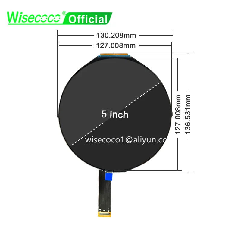 Écran LCD Rond 5 Pouces Tactile Capacitif – 1080x1080, Coque Alu, VSDISPLAY