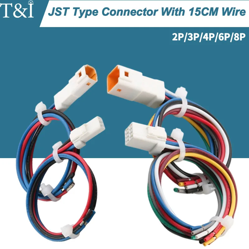

10 Set Jst Type Automobile Waterproof Connector Male&Female Butt Joint Harness Plug Socket With 15CM Wire JST02R/02T-JWPF-VSLE