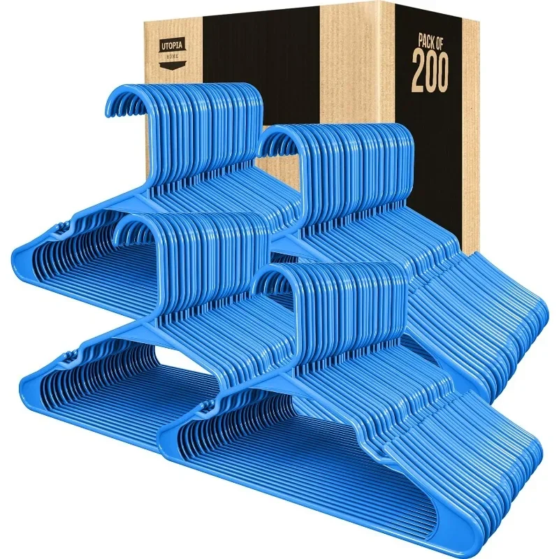 Clothes Hangers 200 Pack - Plastic Hangers Space Saving - Durable Coat Hanger with Shoulder Grooves (White) 2