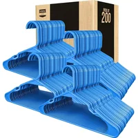 Clothes Hangers 200 Pack - Plastic Hangers Space Saving - Durable Coat Hanger with Shoulder Grooves (White) 2