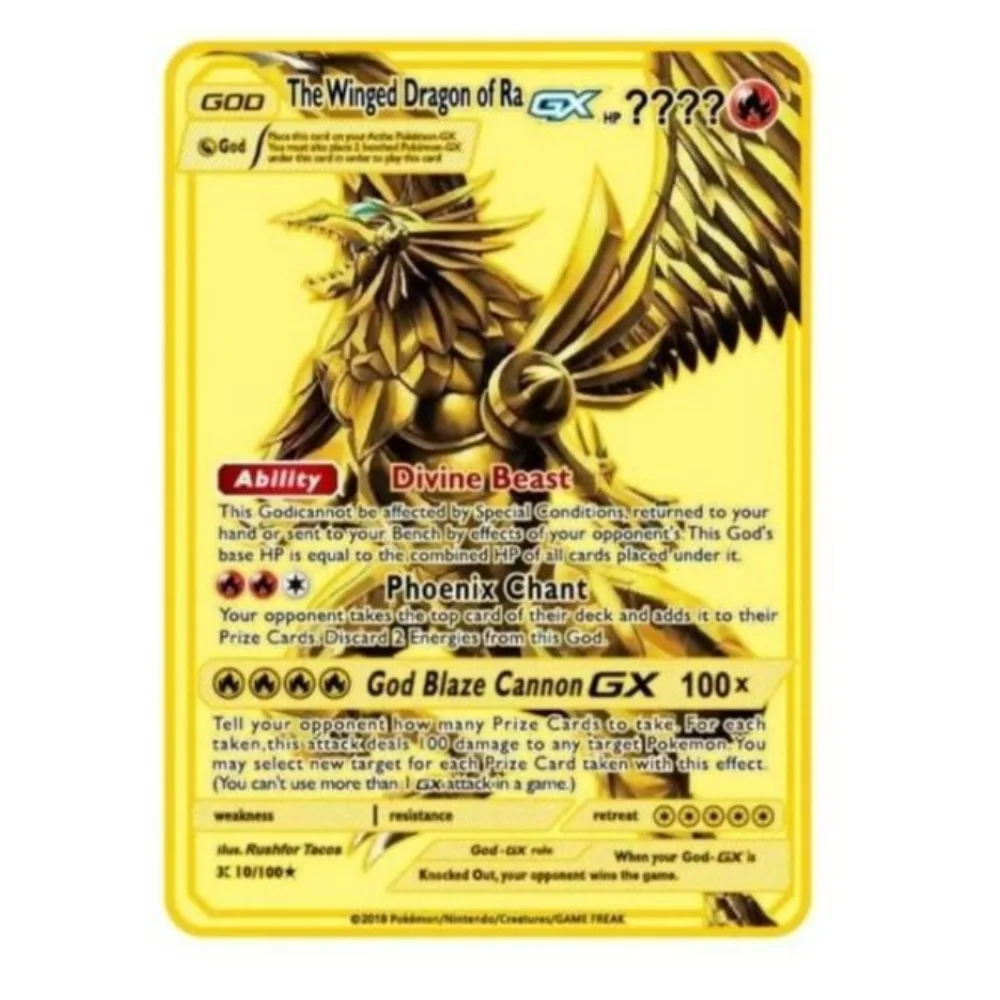10000 English gx vmax Pocket Monster Metal Card Charizard Gold