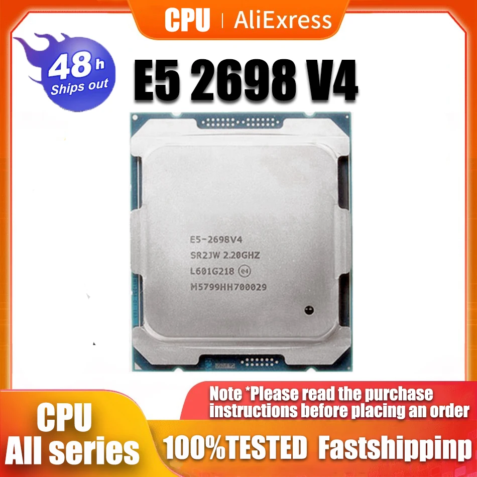 

Центральный процессор XEON E5 2698 V4, 20 ядер, 40 потоков, 2,2 ГГц, 50 Мб кэш-памяти L3, 135 Вт, SR2JW LGA 2011-3, б/у