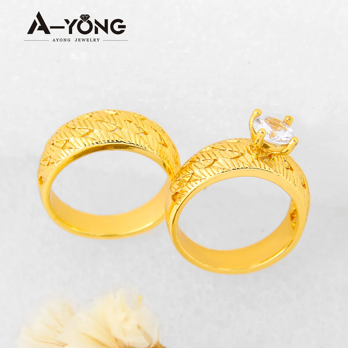 Dubai Bridal Wedding Stackable Rings 21k Gold Plated Italian