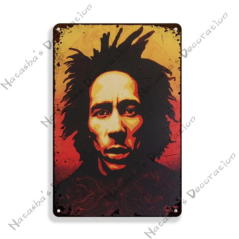 Bob Marley Targa in Latta Poster Vintage Targa Decorazione da Parete per Bar Cafe Giardino Camera da Letto Ufficio Hotel 20X30 cm
