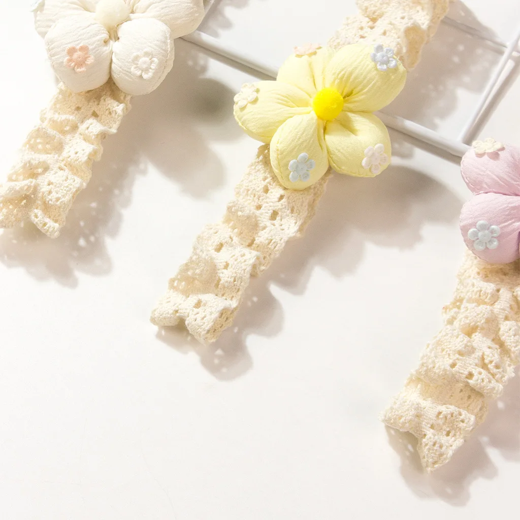 새로운 유럽 및 미국 아동용 헤어밴드 단색 꽃무늬 레이스  머리띠 얇고 통기성 좋은  헤어 액세서리