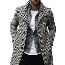  Mens Coat Winter Jacket Men Overcoat Warm Clothes Wool Outwear Long Black White Plaid Blends Cardigan Male Coat Plus Size S-3XL 