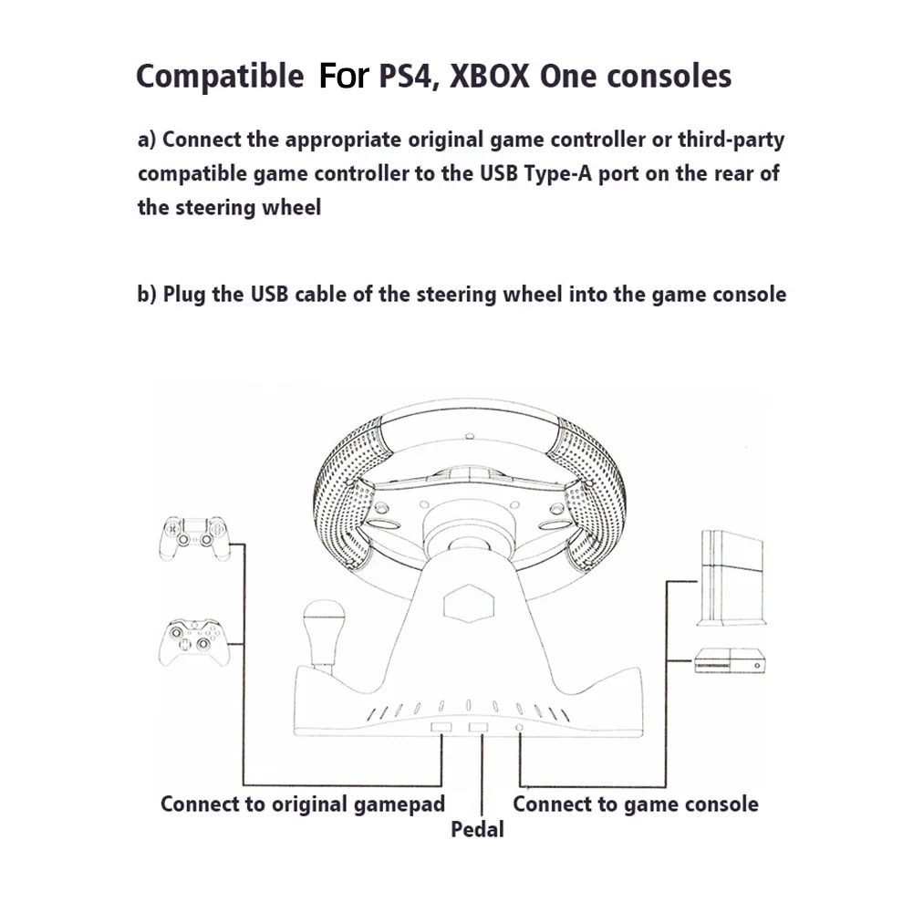 레이싱 휠 및 페달 듀얼 클러치 런치 컨트롤 게임 레이싱 휠 컨트롤러, 스위치, xbox One, 360, PS4, PS2, PS3, PC용