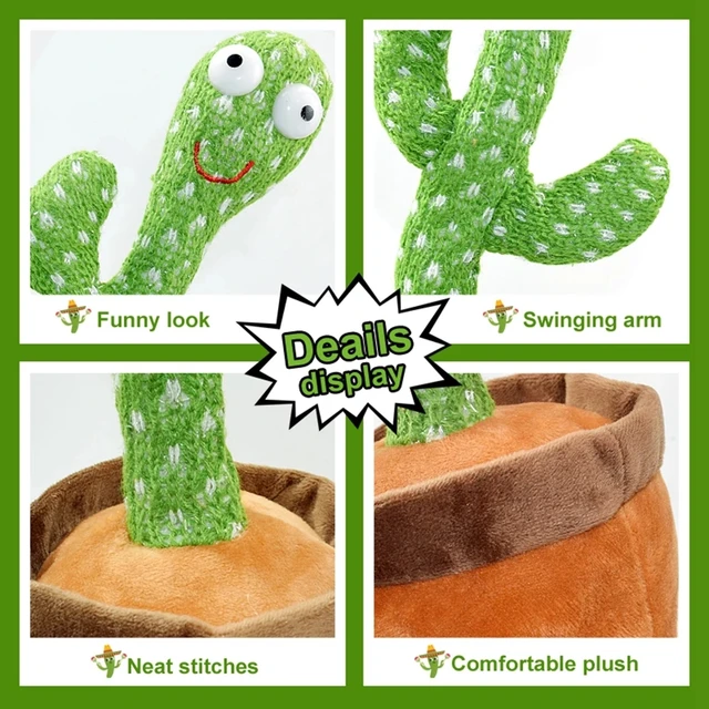 Dancing Cactus Repeat Talking Toy Electronic Plush Toys Can Sing Record Lighten Battery USB Charging Early Education Funny Gift 3