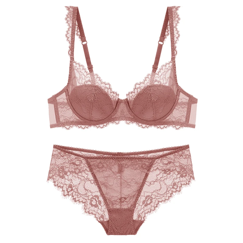 Dotey Popsy Bra Set Lace Women's Underwear Ruffles Shoulder Straps Eyelash Decoration Underwire Lingerie Women For Summer