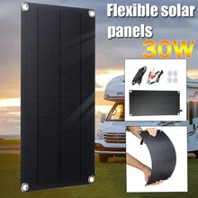  30W Solar Panel Complete with DC 12V/5V USB Output Waterproof Solar Plate Kits Cells Battery Charging for Outdoor Camp Hiking 