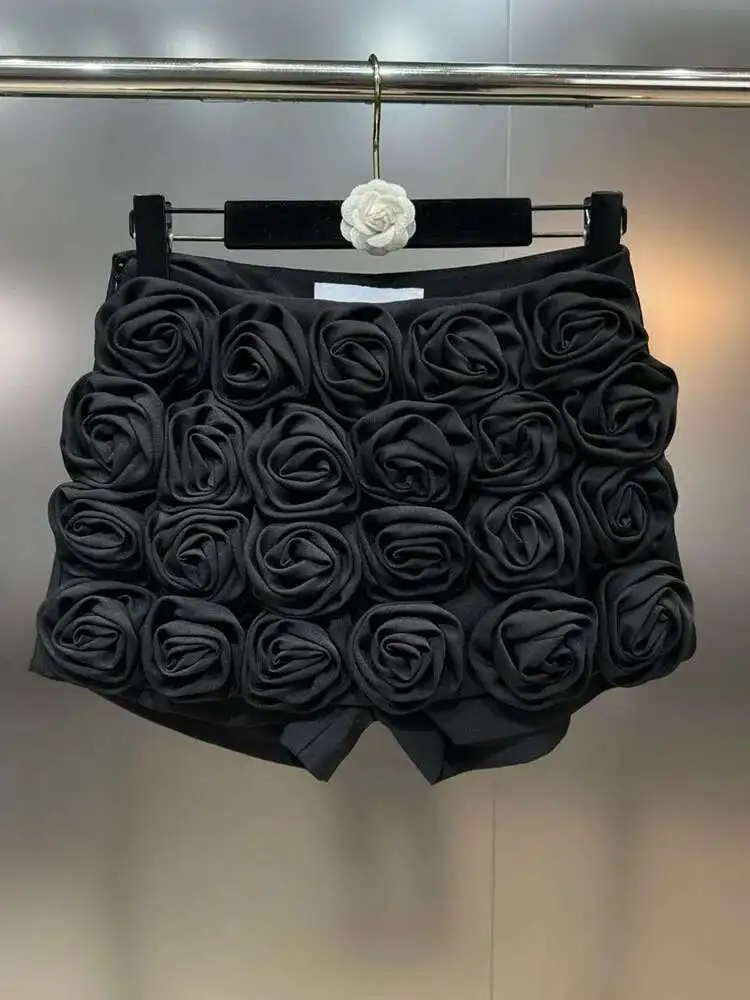 S wrap flower skirt mini ブラック DEAT Trendy Fashion Women's 3D Flower Mini Skirts 2025