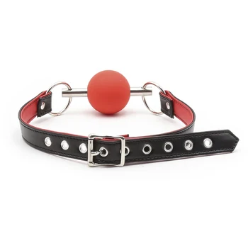 Silicone Sex Open Mouth Gag Ball Metal Rod PU Leather Strap Bdsm Gag Slave Bondage Restraints Sex Toys For Women Couples 3
