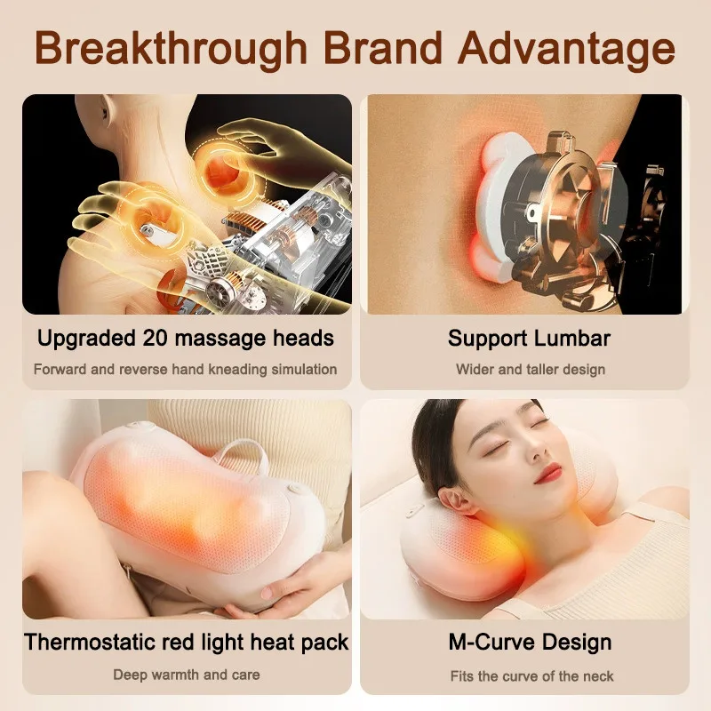 Lenovo Head Massager Car Home Cervical Shiatsu leg Massage Neck Back Waist Electric heating Multifunctional Massage Pillow Gifts