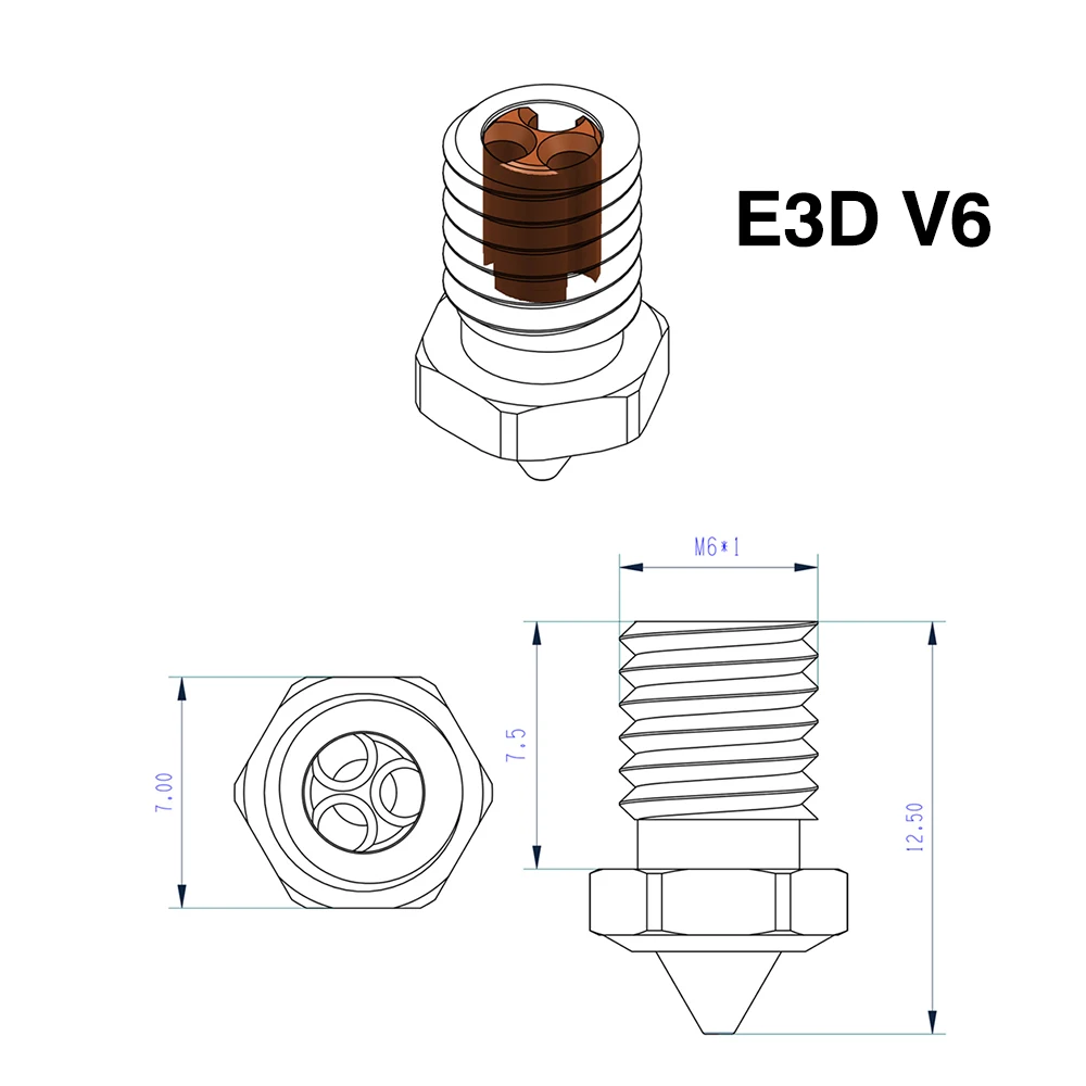 CHT Nozzle V6 Hardened Steel E3D V6 Nozzle High Flow 3d Printer Nozzle Clone CHT For Ender 3 Hotend Titan Extruder Prusa i3 MK3