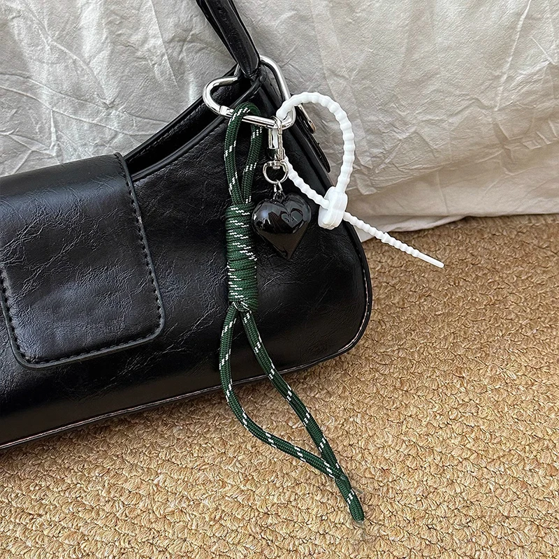 Fashion Creative Retro Heart Bag Pendant Mobile Phone Lanyard Colorful Braided Rope Keychain Pendant Decor Accessories