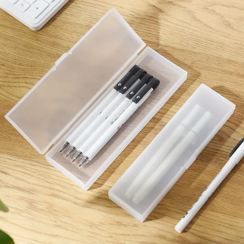 Transparent Pencil Case MUJIs Plastic Storage Box Kawaii Japan Frosted Simple Hard Stationery Office Kid School Student Gift 3