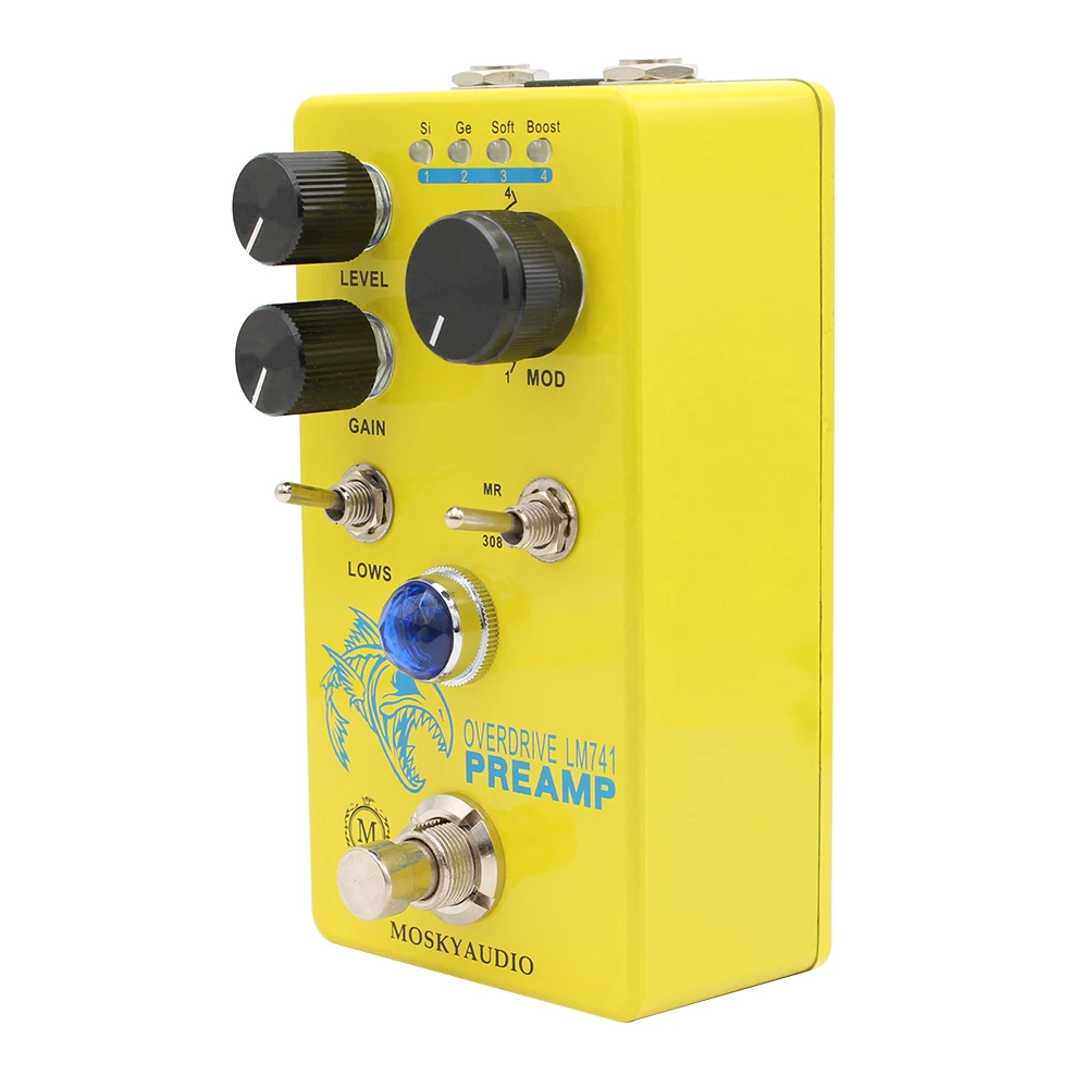 MOSKY LM741 Preamp Guitar Pedal Distortion Overdrive Electric Guitar Effects 4 Modes Button Suitable for Bass