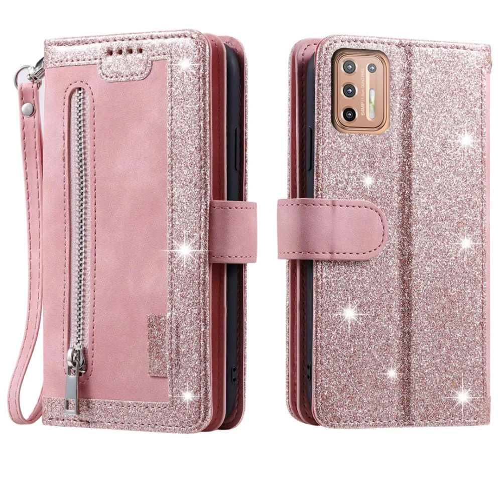 Elegant Zipper Wallet Case with Card Slots, Flip Folio, and Wrist Strap – Carnival Collection