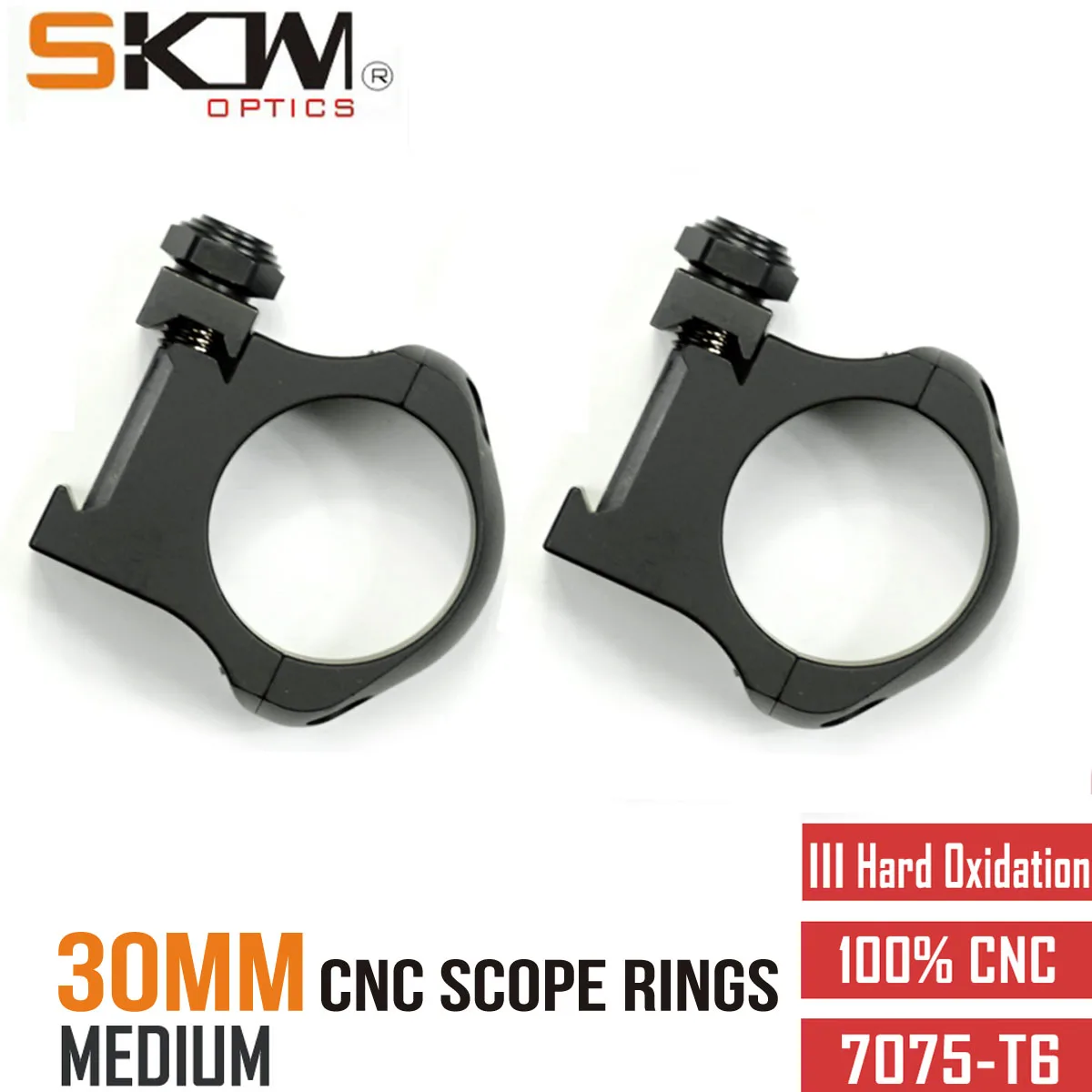 Riflescope Mount SKWGEAR For Picatinny CNC Scope Rings Midium Mount Fit 30mm 7075-T6