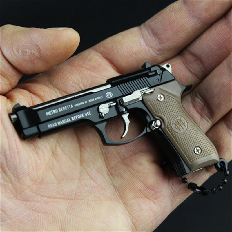 NEW 1:3 Multitypes Anti-stress Toys Metal Pistol Gun Keychain Miniature Model  92F Colt 1911 Birthday Gifts 1 3 gun model 1911 with wooden handle metal pistol toy gun disassembled quality collection toy birthday gifts