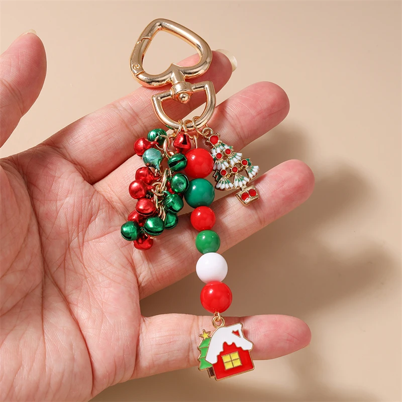 Mode Handgemachte Frohe Weihnachten Schlüsselbund Santa Claus Baum Glocken Anhänger Schlüsselanhänger für Frauen Männer Auto Schlüssel Handtasche Schlüssel Ketten Geschenke – Detail 4